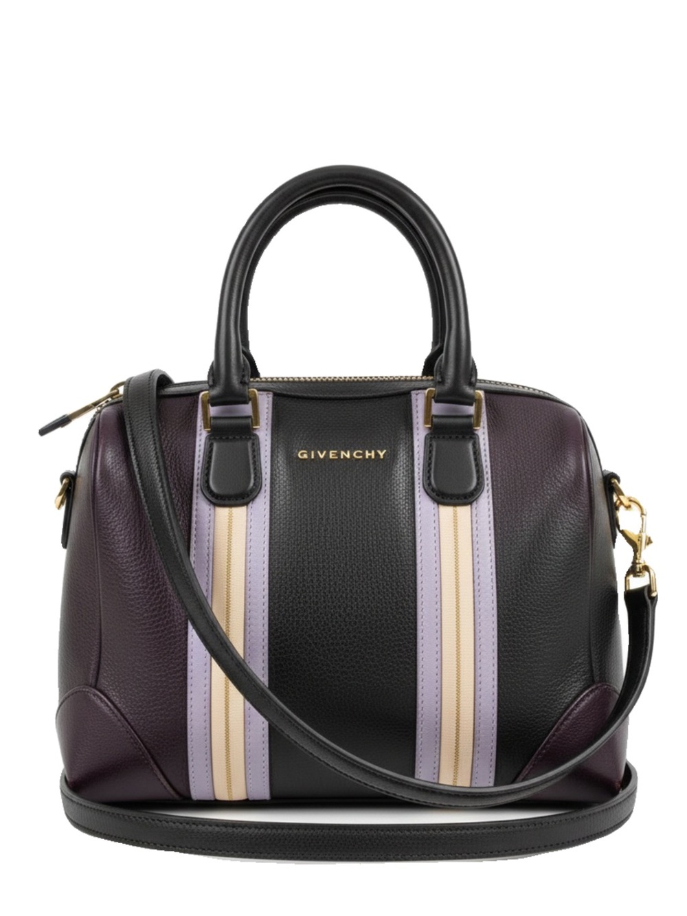 🛍️ Givenchy Authentic Antigona Small Black & Plum Striped Leather Satchel Bag